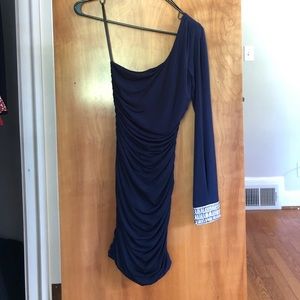 One-Shoulder Navy Mini Dress